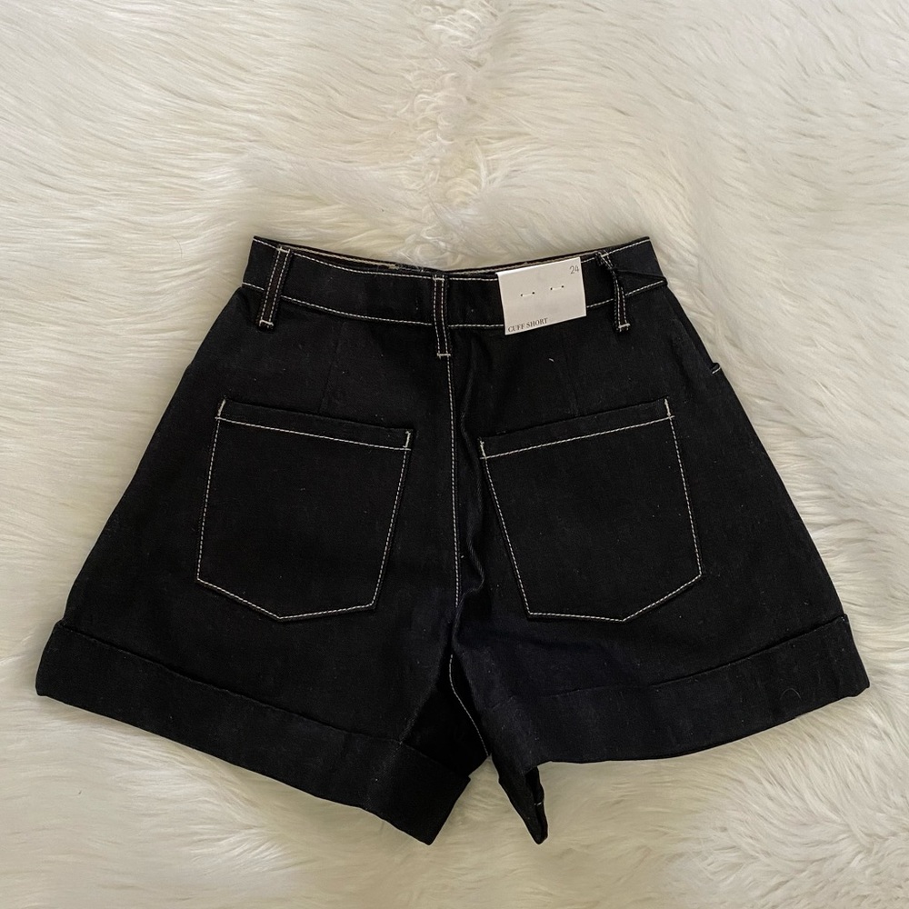 NEW wTag-WE WORE WHAT Deep Indigo Raw Denim Cuff Shorts 24